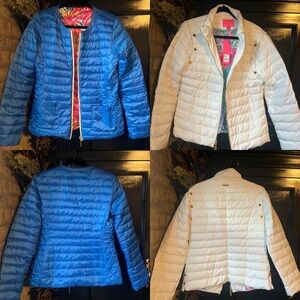 Lilly Pulitzer Puffer Coats (Blue and Gold and White and Gold)